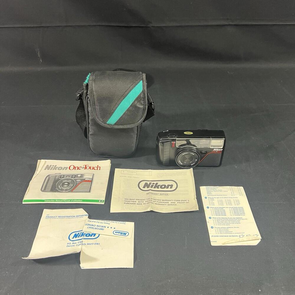 Nikon One Touch 35mm film Point & Shoot Camera 1:2.8 Lens - Bag & Manual